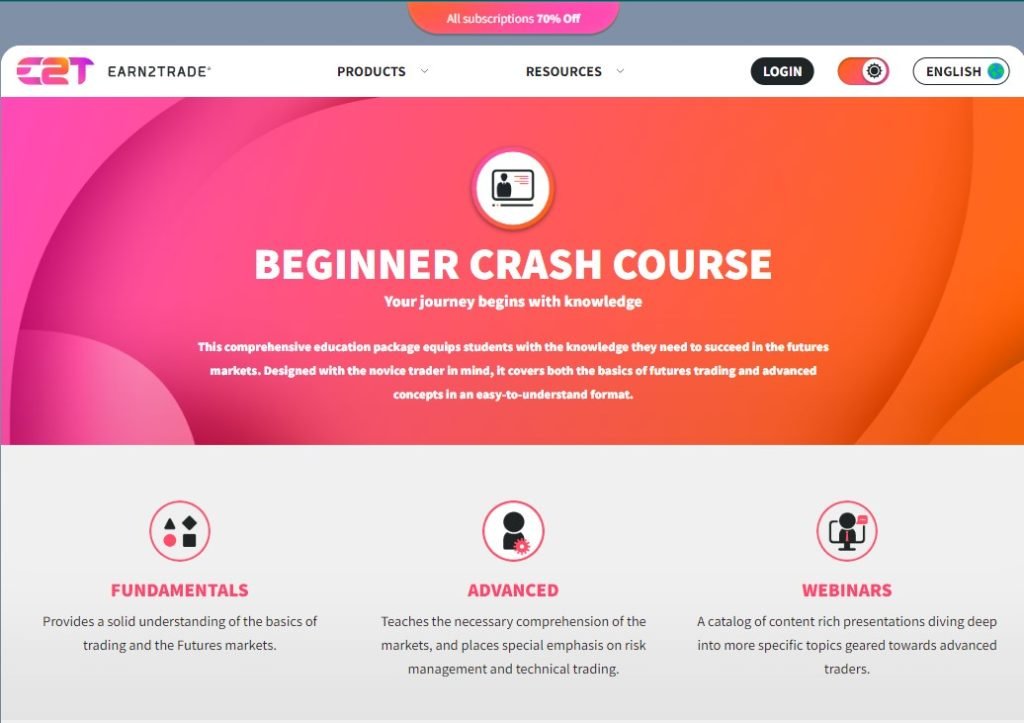 The crash course is a part of Earn2trade's feature