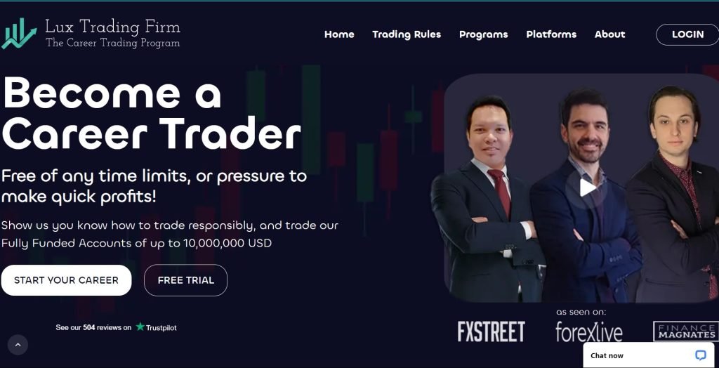 A website of Lux Trading Firm